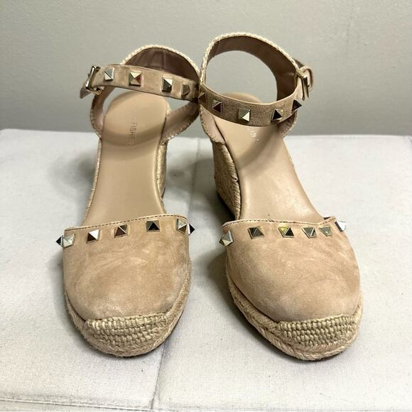 MARC FISHER SAKLINA ESPADRILLE STUDDED WEDGE SANDAL SHOE TAN WOMENS 7M - Picture 4 of 11